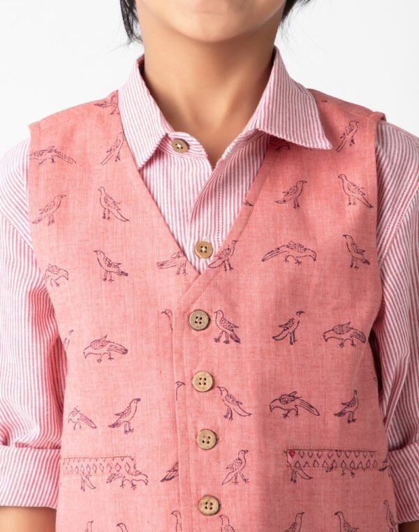 Cotton Hand Block Print Shirt And Jacket Set