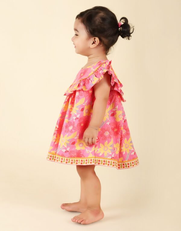 Pink Cotton Printed Dress